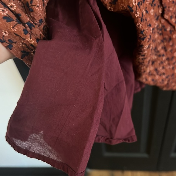 Madewell Brown A-Line Dress with Bishop Sleeves - Picture 6 of 8